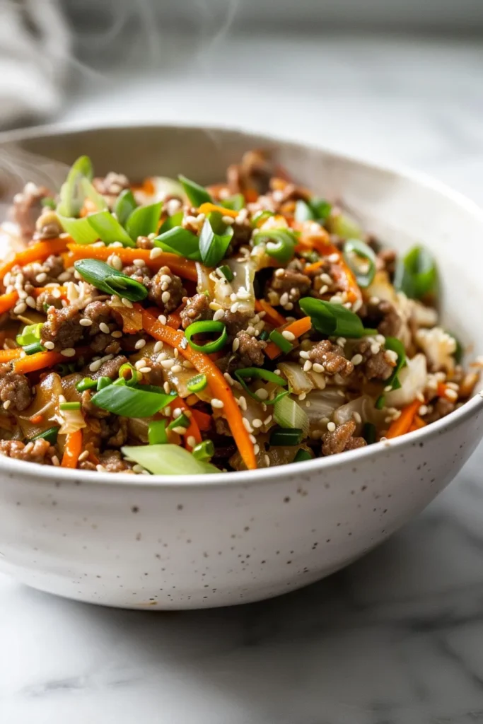 20-Minute Beef Egg Roll in a Bowl