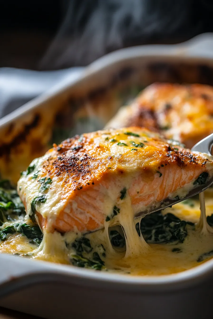 Baked Salmon Spinach