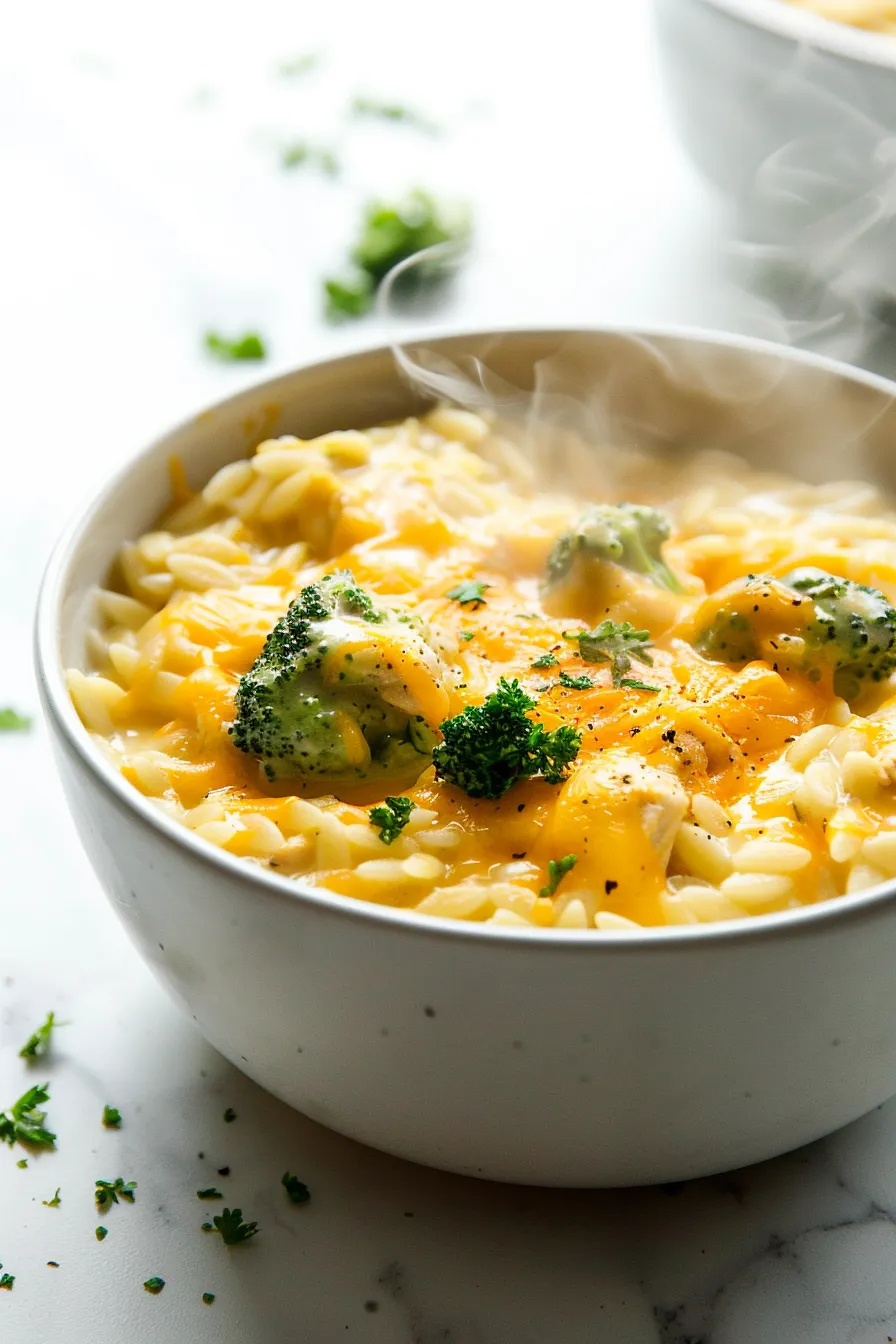 Cheesy Chicken Broccoli Orzo