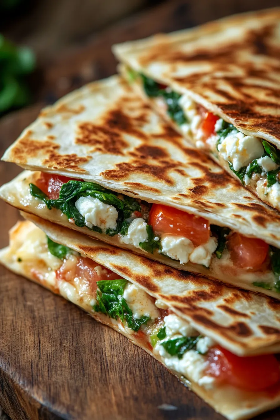 Mediterranean Spinach Feta Quesadillas