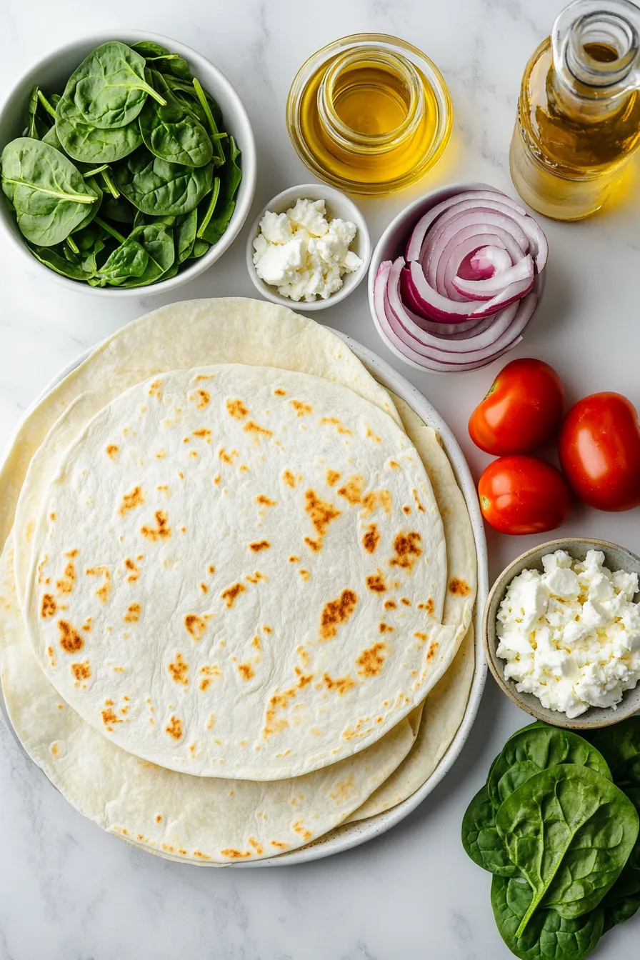 Mediterranean Spinach Feta Quesadillas