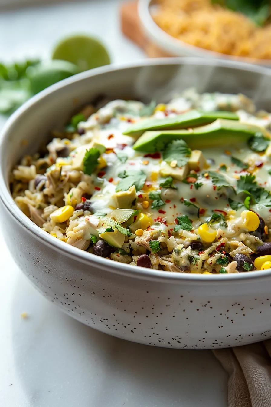 Salsa Verde Chicken and Rice Skillet