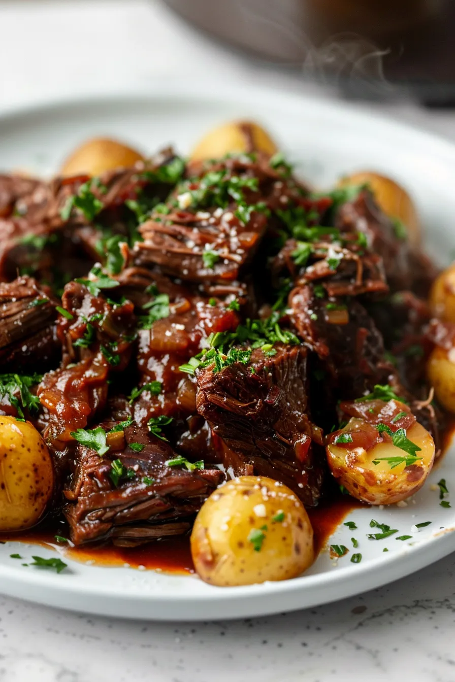 Slow Cooker Garlic Butter Beef with Potatoes