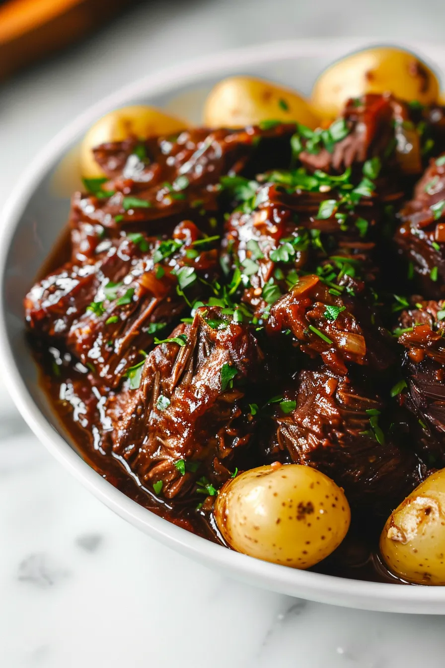 Slow Cooker Garlic Butter Beef with Potatoes