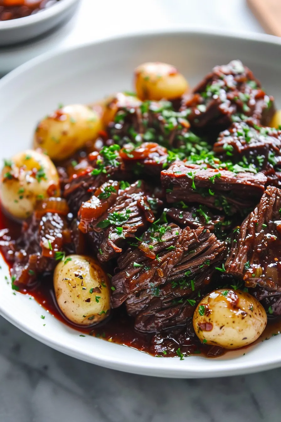 Slow Cooker Garlic Butter Beef with Potatoes