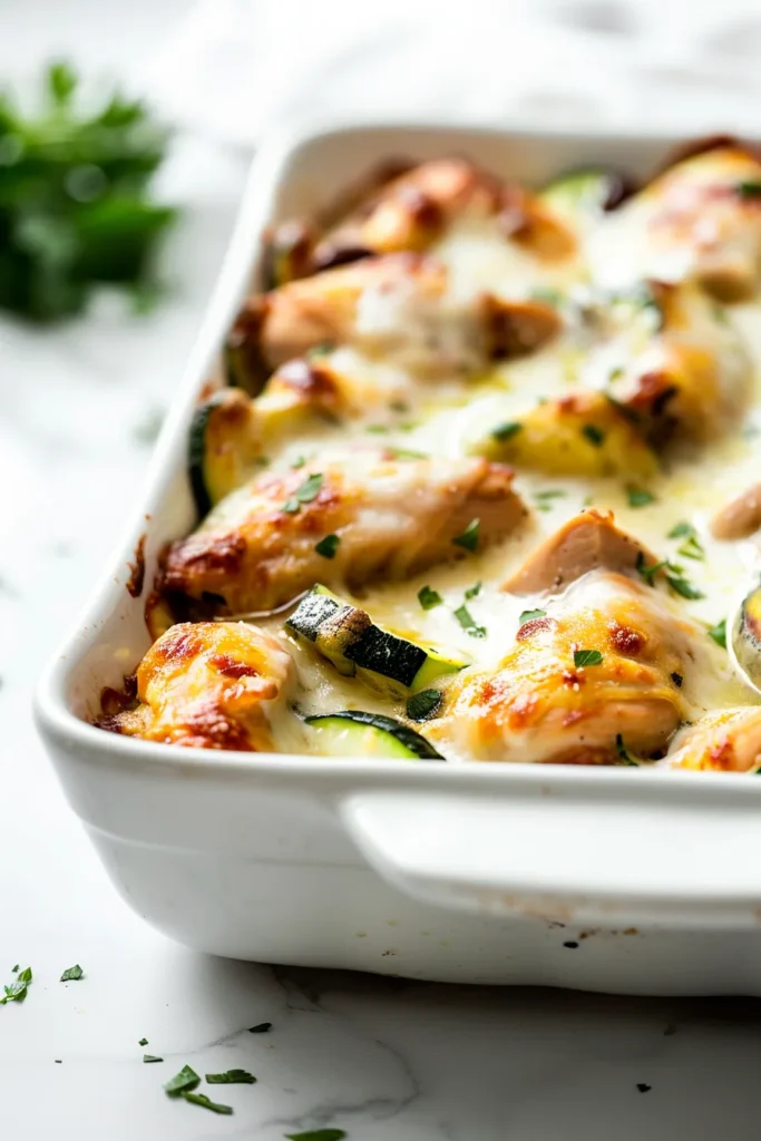 Mediterranean Chicken Zucchini Bake