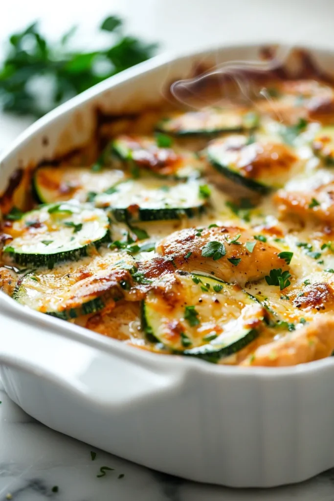 Mediterranean Chicken Zucchini Bake