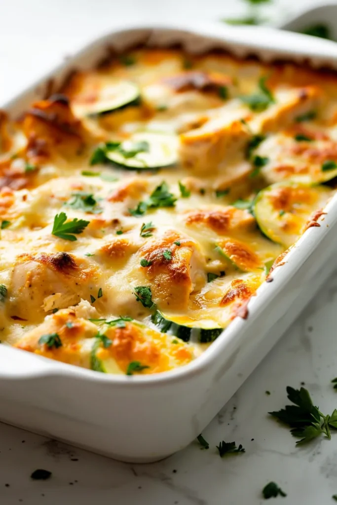 Mediterranean Chicken Zucchini Bake