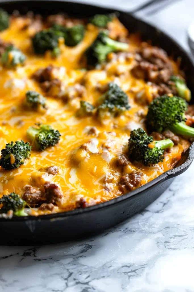Keto Hamburger Broccoli Skillet