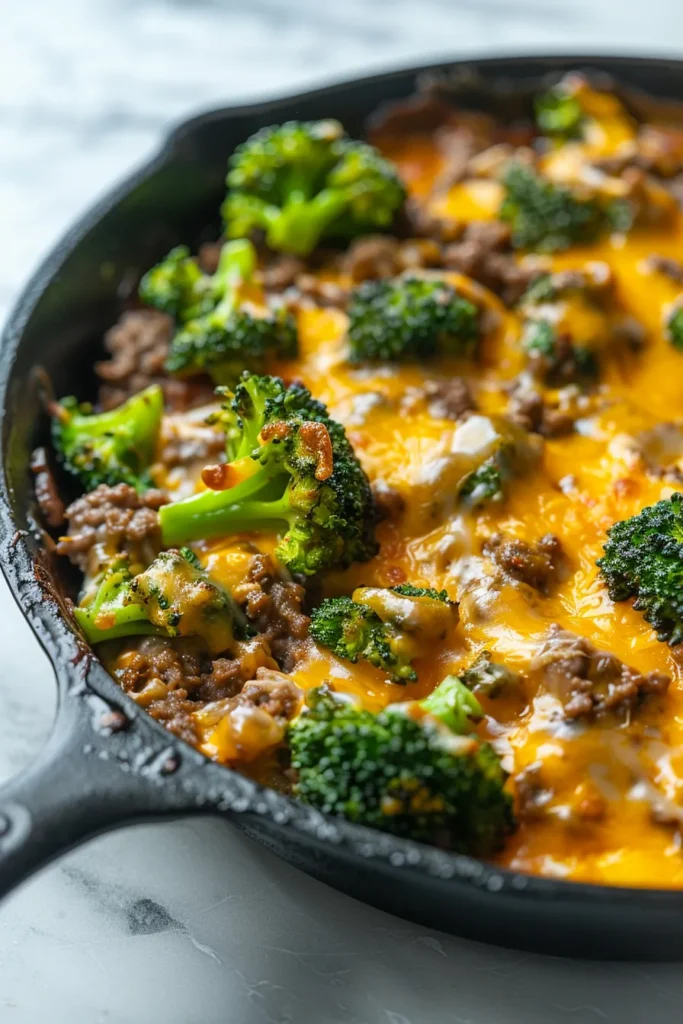 Keto Hamburger Broccoli Skillet